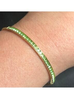 3819 Michael Kors goldtone Brilliance Green crystal slider adjustable Bracelet
